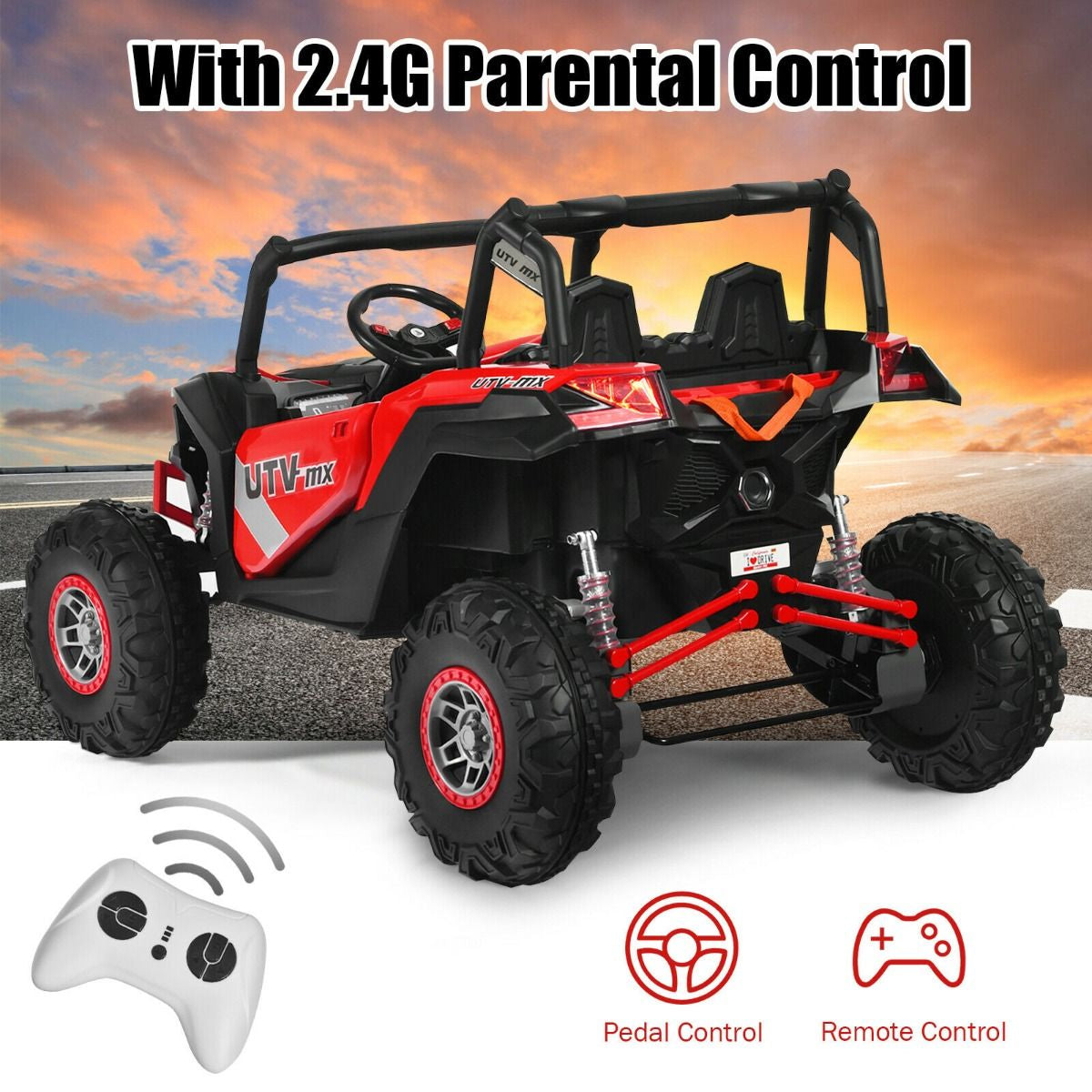 12V Electric Car with Music Remote Control and 2 Seats for Kids