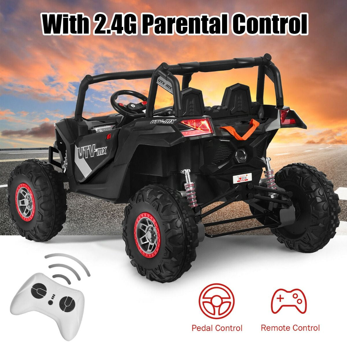 12V Electric Car with Music Remote Control and 2 Seats for Kids