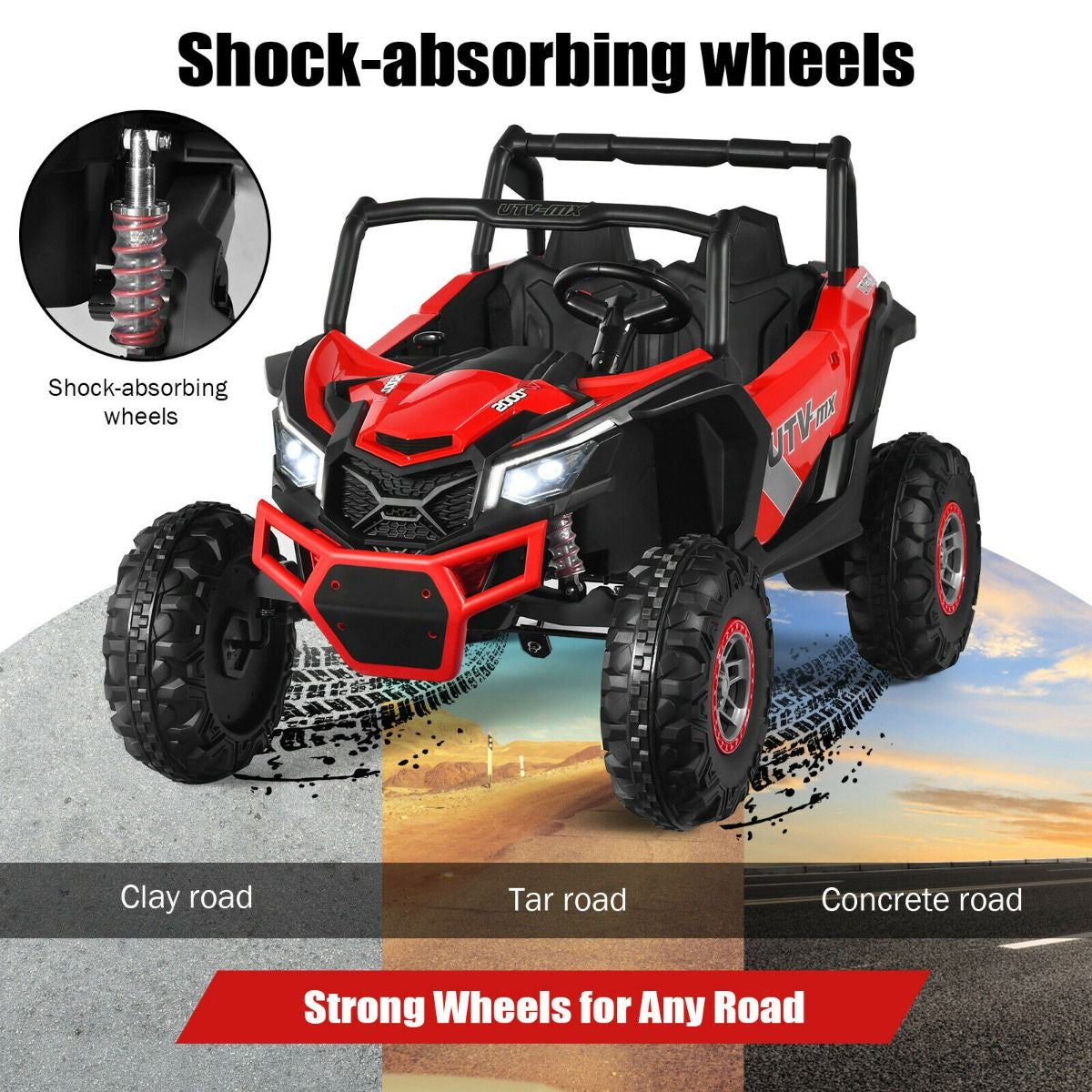 12V Electric Car with Music Remote Control and 2 Seats for Kids