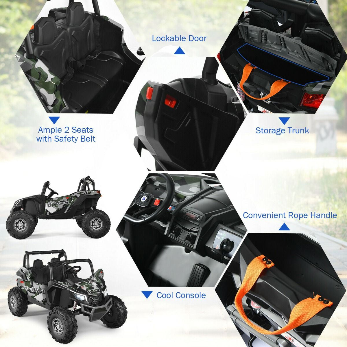 12V Electric Car with Music Remote Control and 2 Seats for Kids