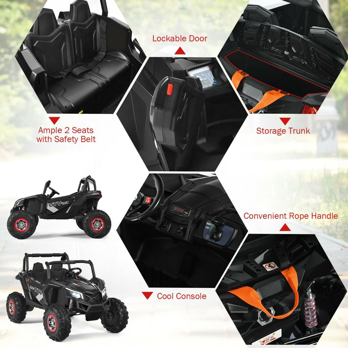 12V Electric Car with Music Remote Control and 2 Seats for Kids