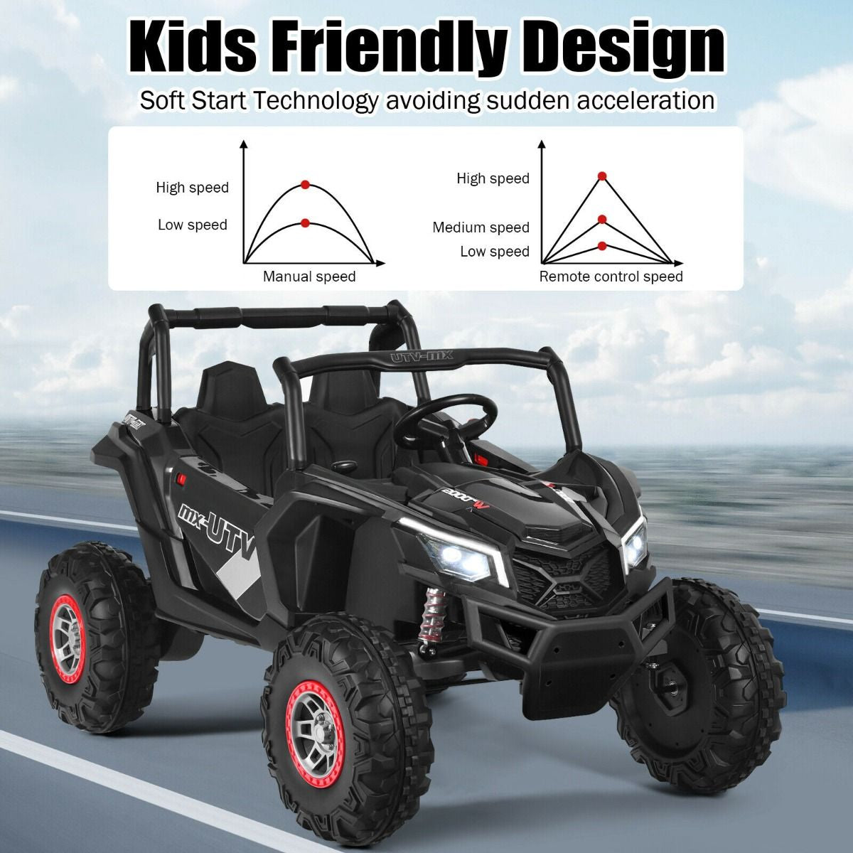 12V Electric Car with Music Remote Control and 2 Seats for Kids