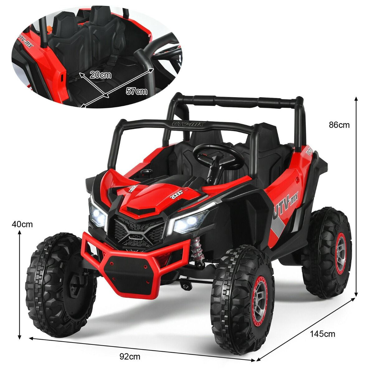 12V Electric Car with Music Remote Control and 2 Seats for Kids