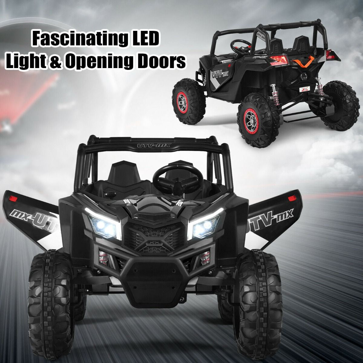 12V Electric Car with Music Remote Control and 2 Seats for Kids