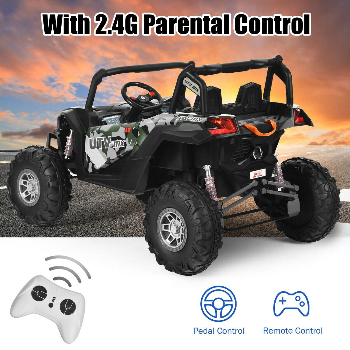 12V Electric Car with Music Remote Control and 2 Seats for Kids