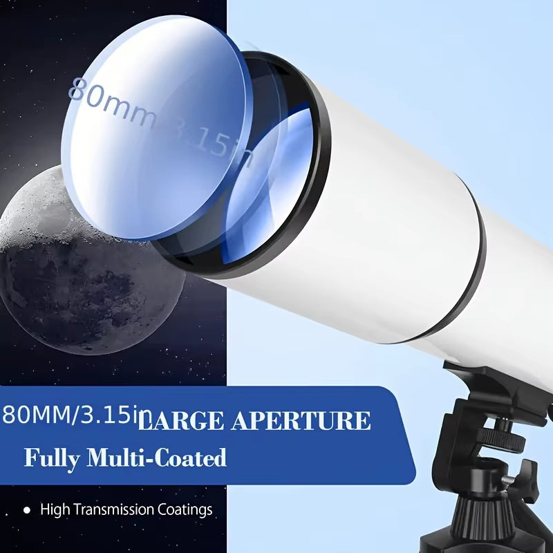 80600 Professional Astronomical Telescope 180X Monocular 80MM Large-Aperture for Stargazing Bird Watching Moon Nebula