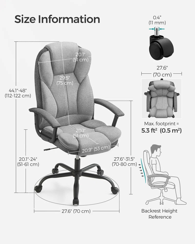Executive Office Chair, Desk Chair, Gaming Chair with Armrests, Computer Chair, Adjustable Height