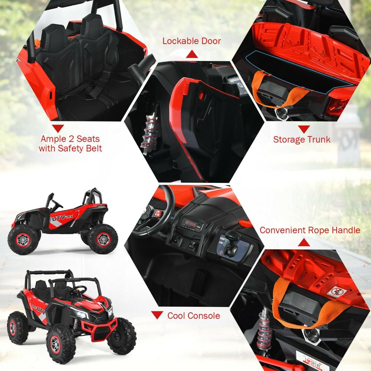 12V Electric Car with Music Remote Control and 2 Seats for Kids