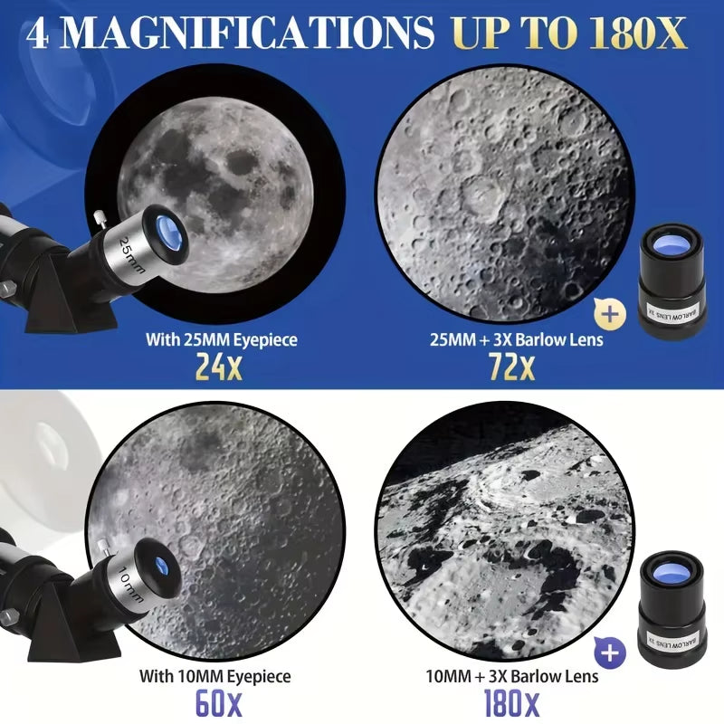 80600 Professional Astronomical Telescope 180X Monocular 80MM Large-Aperture for Stargazing Bird Watching Moon Nebula