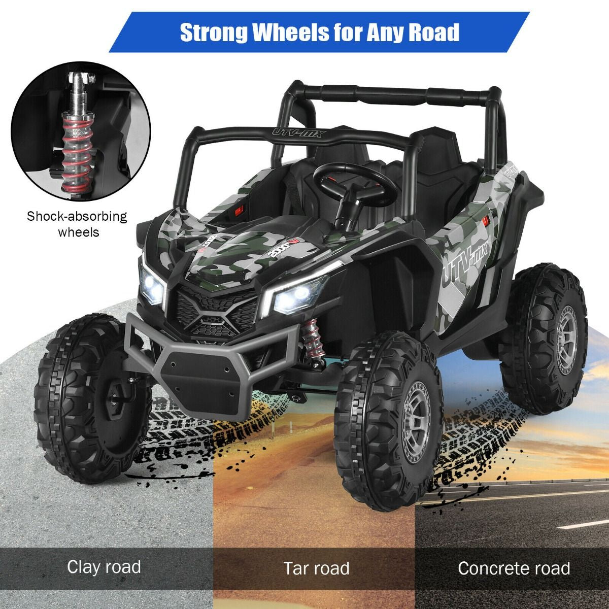 12V Electric Car with Music Remote Control and 2 Seats for Kids