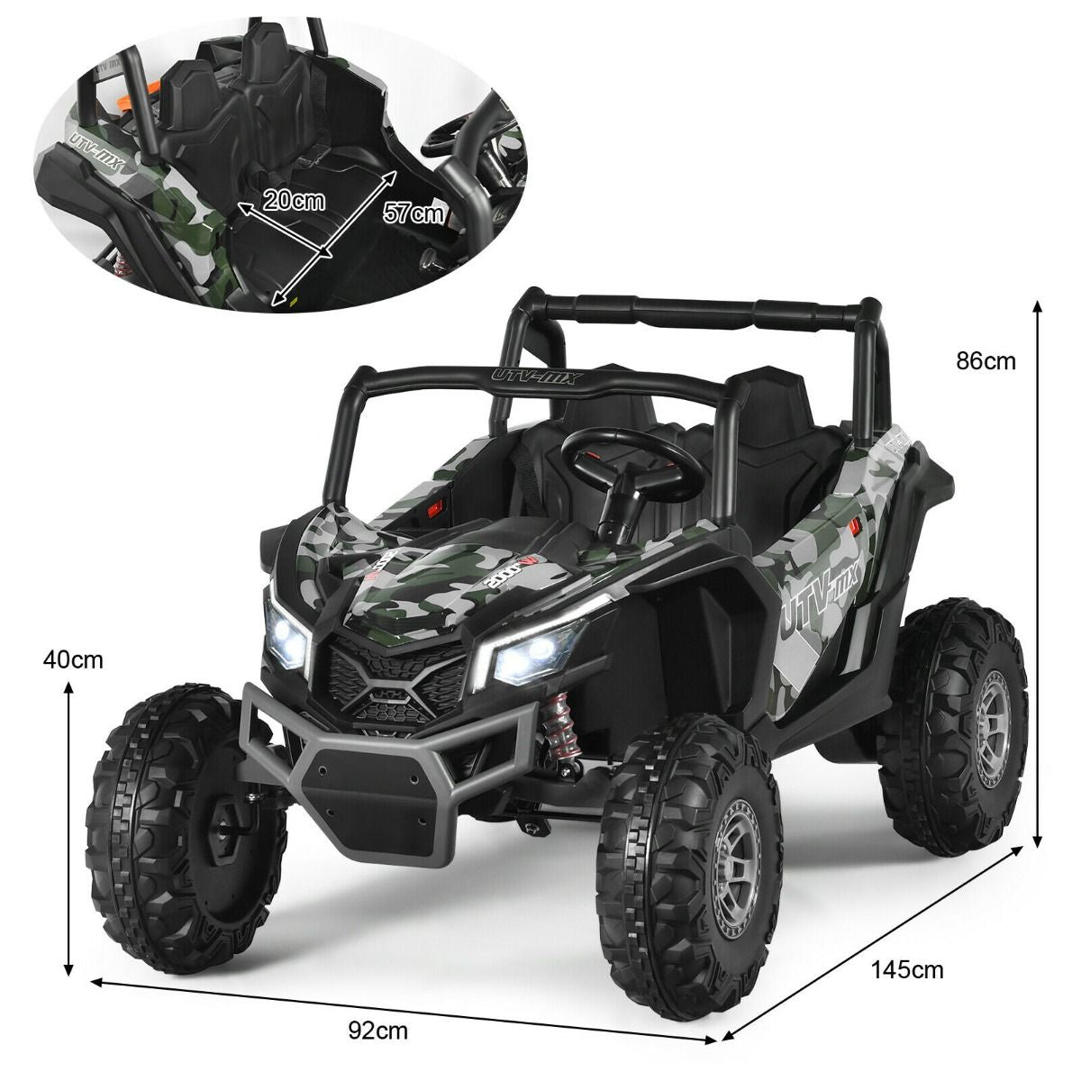 12V Electric Car with Music Remote Control and 2 Seats for Kids