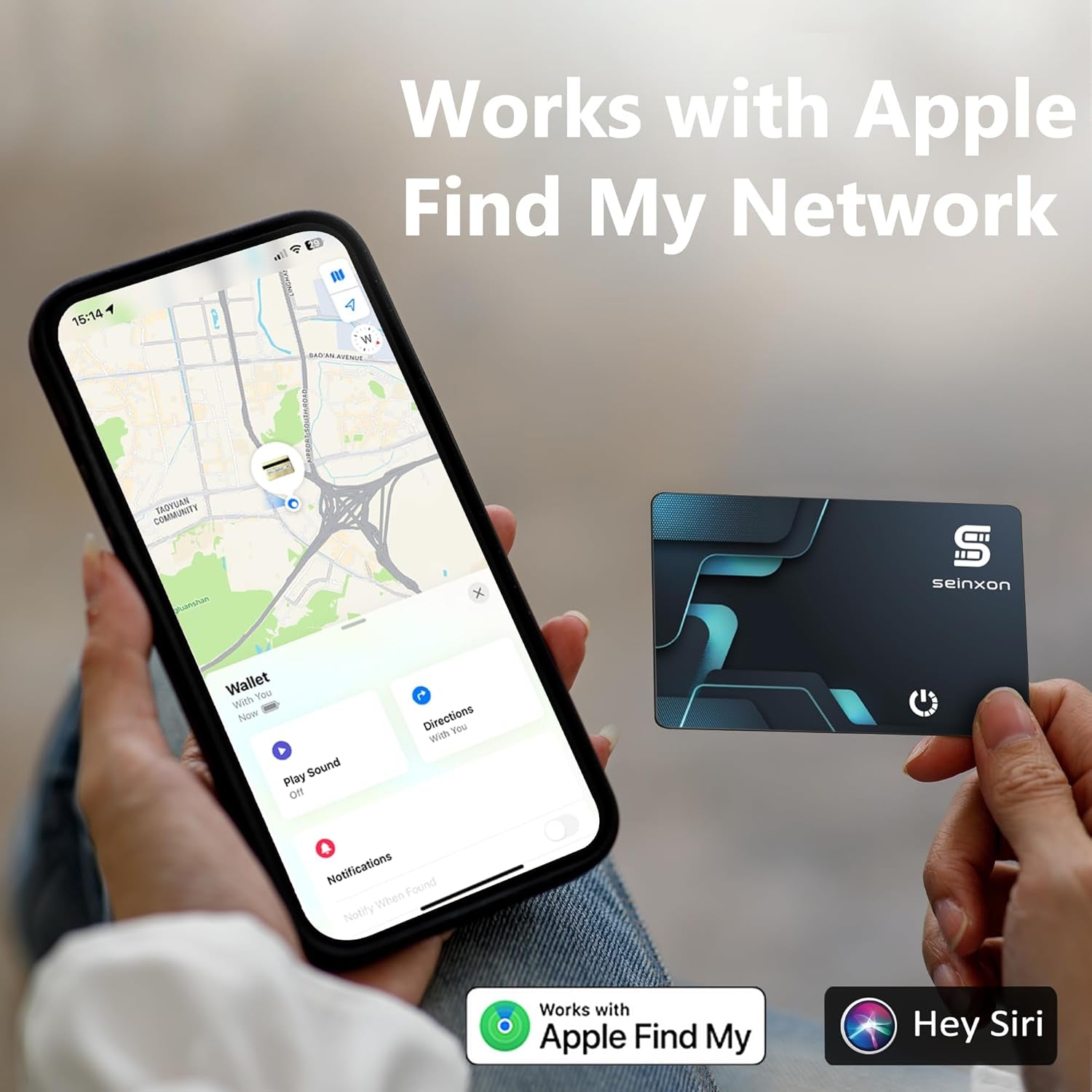 Wallet Finder RFID Blocking Card Rechargeable IP68 Item Tracker Works with Apple, Find My App and Network with Charging Cable 2024 (Ios Only) Ultra