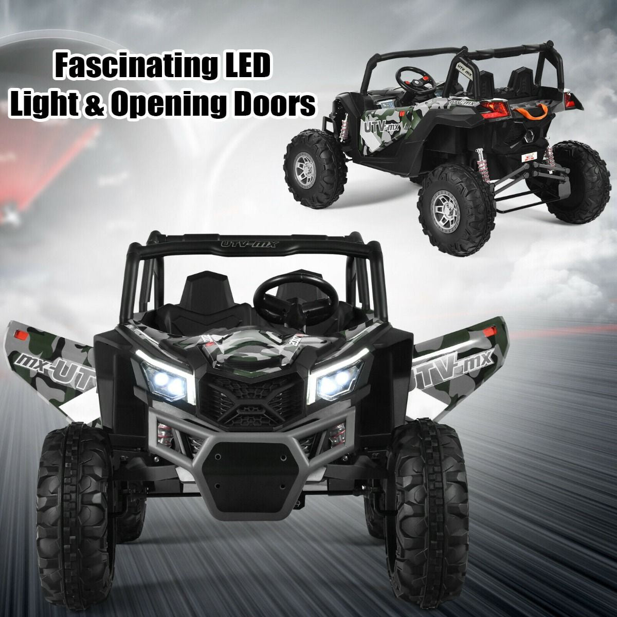 12V Electric Car with Music Remote Control and 2 Seats for Kids