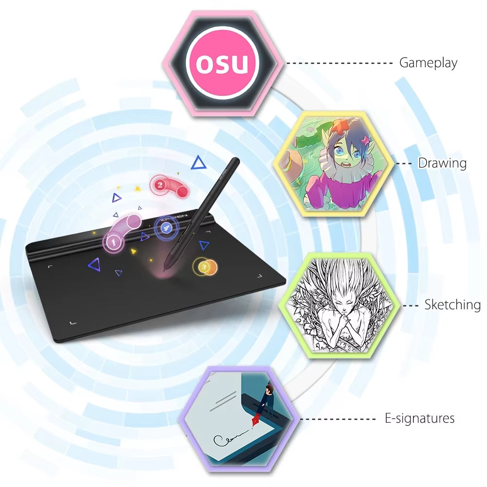 Star G640 6.5X4 Inch Graphic Drawing Tablet Design Battery Free 8192 Levels 266 RPS for Game OSU Windows Mac Chromebook